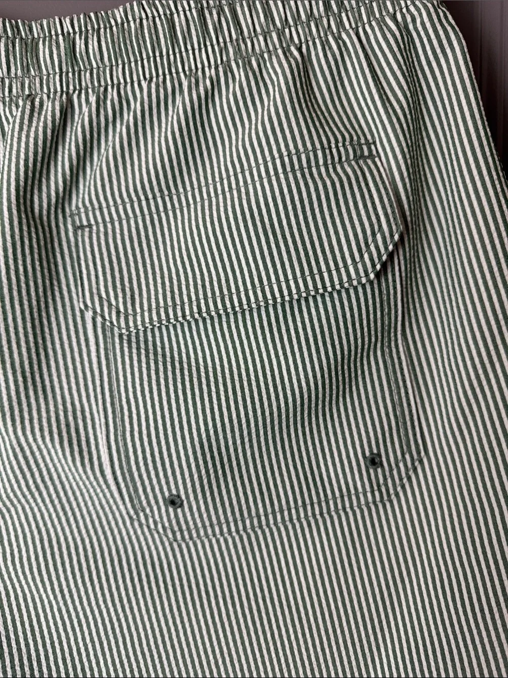 Abercrombie & Fitch Seersucker Swim Trunks Green Stripe Size Large